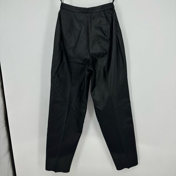 Vintage 90s Womens Pleated Leather Pants Tapered Waist 26” Grunge Minimalist - Picture 15 of 15